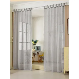 Woltu Gardinen Transparent Mit Schlaufen Leinen Optik, Schlaufenschal Leinenvorhang Im Landhausstil Stores Voile Fensterschal Für Wohnzimmer Kinderzimmer Schlafzimmer, 140x225 Cm Hellgrau (1 Stück) - Woltu