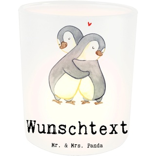 Mr. & Mrs. Panda Personalisiertes Windlicht Halbschwester - Personalisierte Geschenke, Sister, Name, Liebe, Personalisiertes Kerzenglas,