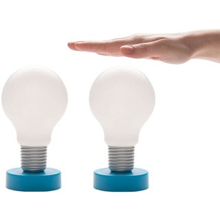 2x LED Batterie Tischlampe Glühbirne Blau Tischleuchte Push Nachttischlampe Druck Lampe Leuchte Druckleuchte Drucklampe Dekolampe