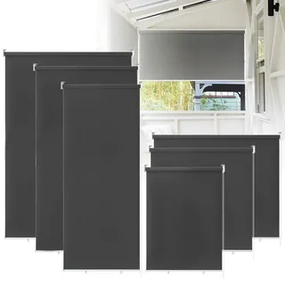 UISEBRT Außenrollo Senkrechtmarkise Verdunkelungsrollo Außen Balkonrollo Sichtschutz Rollo Beschattung Sonnenschutzrollo UV Schutz (180 * 140cm, Anthrazit)
