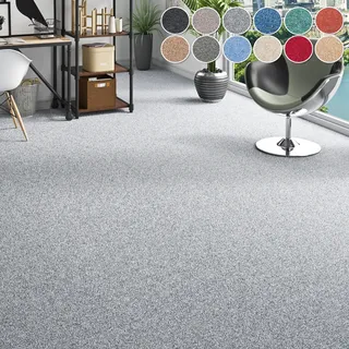 OTTO home Teppichboden OTTO HOME "Fortis, Schlinge, Gesamthöhe 5 mm, Made in Netherlands", silber (silbergrau), B:400cm L:500cm, Kunstfaser, Teppiche, meliert, Breite 400 cm, strapazierfähig, Wohnzimmer