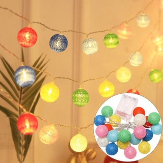 Mehrfarbige Baumwolle Kugel Lichterkette Warmweiß LED Lichterketten Batteriebetrieben Innen Schlafzimmer Kinderzimmer Hochzeit Party Deko
