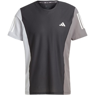 adidas Men's Own The Run Colorblock Tee T-Shirt, Black/Halo Silver/Grey Five, M