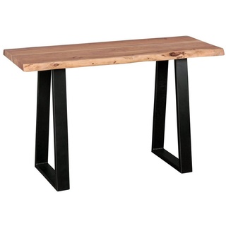FINEBUY Konsolentisch FB44537 (Massivholz Akazie 120x45 cm, Tisch mit Baumkante), Flurtisch Landhaus, Anrichte Flur, Schminktisch beige|braun