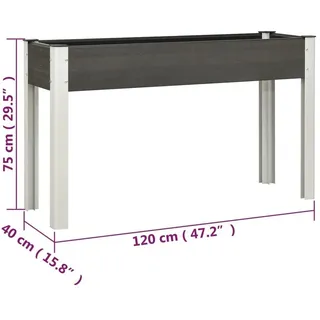 vidaXL Garten-Hochbeet 120 x 40 x 75 cm Grau