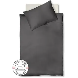Fleuresse, Bettwäsche, Satin Bettwäsche Royal Uni 140x220cm Anthrazit (Bettwäsche Set, 140 x 220 cm)