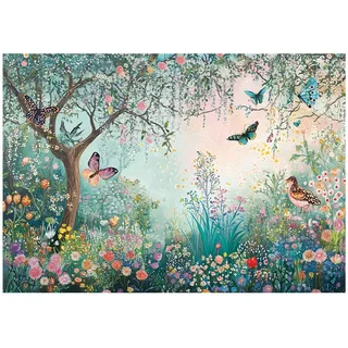 Wallarena Fototapete Garten Natur Vögel Vlies Tapete Wohnzimmer Schlafzimmer Kinderzimmer, Glatt Vlies Washable, Garten, Natur, Vögel, (Packung, 8 St., Vlies Fototapete), Vliestapete Grün Wohnzimmer Schlafzimmer Küche Tapete + Kleister grün 4 m x 2.8 m