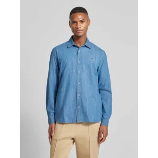 Regular Fit Jeanshemd mit Logo-Badge, Hellblau, 43