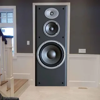 KFEOEA Türtapete Selbstklebend Türposter Wandbilder 3D Fototapete Türfolie Poster Tapete 88X200Cm Modischer Schwarzer Lautsprecher Diy Wandbild Abnehmbar Wandtapete Für Wohnzimmer Küche Schlafzim