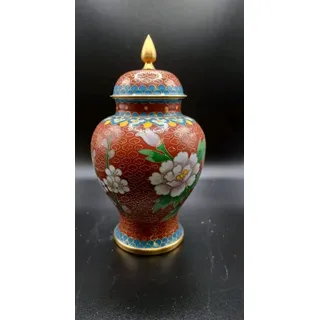 China, Handgemachte Cloisonné Verziert mit farbenfrohen Messing Emaille vase, Blumen 13x8x8cm A2-4