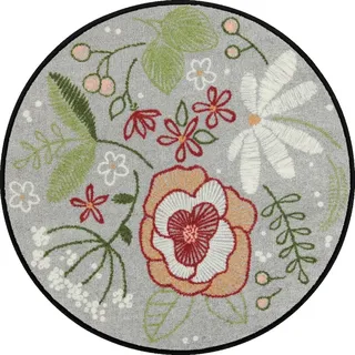 Salonloewe Fußmatte Salonloewe STITCH FLOWERS Fußmatte Wohnmatte rund 85 x 85 cm, Salonloewe rund STITCH FLOWERS 85 x 85 cm bunt