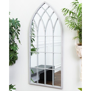 Wandspiegel grau Fensteroptik 50 x 115 cm CASSEL