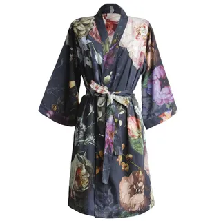 ESSENZA Kimono Fleur Nightblue, XL - 100% Baumwollsatin - Blumen Pfingstrosen Tulpen