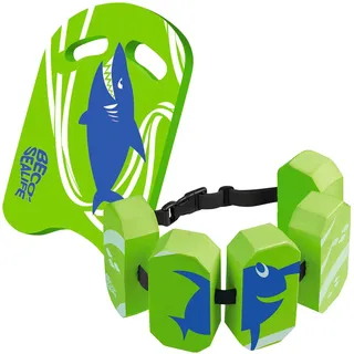 BECO-SEALIFE Schwimmgürtel 5-Block, 19-30 kg + BECO Schwimmbrett SHARKY, Grün