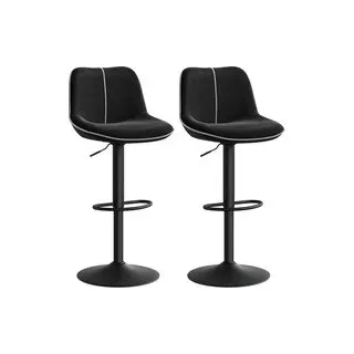 Barhocker Set höhenverstellbar mit drehbarer Sitzfläche und Samtbezug