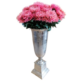 MichaelNoll Vase Blumenvase Gefäß Pokalvase Dekovase Aluminium Silber - Bodenvase Groß aus Metall - 112 cm