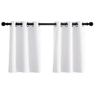 Jibenhome Scheibengardine Bistrogardine Kurzgardinen mit Ösen Vorhang Blickdicht, Küche Fenster (2 St), Scheibengardinen Ösenvorhang Modern Gardinen Kurzstore für Wohnzimmer weiß 85 cm x 91 cm