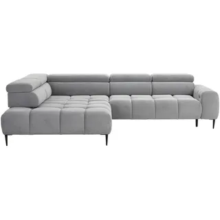 Welnova Wohnlandschaft, Grau, Metall, 4-Sitzer, Ottomane links, L-Form, 300x216 cm, Fsc, Reach, Made in EU, Typenauswahl, Stoffauswahl, Hocker erhältlich, Armteil rechts, Wohnzimmer, Sofas & Couches, Wohnlandschaften, Ecksofas