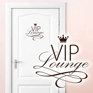 Grandora Wandtattoo VIP Lounge I braun (BxH) 19 x 18 cm I WC Badezimmer Toilette selbstklebend Türaufkleber Aufkleber Wandaufkleber Wandsticker W5373