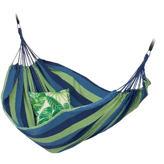 Relaxdays Hängematte Baumwolle, BxT: 150 x 190 cm, mit Befestigungsset, bis 300 kg