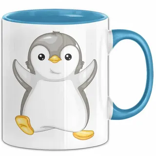 Trendation Tasse Lustige Pinguin Tasse Geschenk Pinguin-Liebhaber, Keramik blau