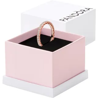 Pandora Signature Ring Funkeln und Herzen, 14-karätig Roségold-vergoldet, mit klarem Cubic Zirkonia