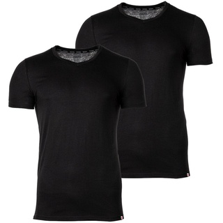 DIESEL Herren T-Shirt 2er Pack - UMTEE-MICHAEL-TUBE, V-Ausschnitt, kurzarm, einfarbig Schwarz M