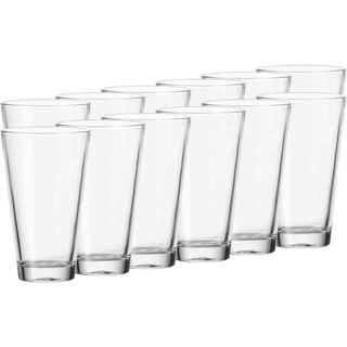 Leonardo Ciao Trink-Gläser, 12er Set, Trink-Becher aus Glas, spülmaschinengeeignete Wasser-Gläser,Getränke-Set, 300 ml, 017207