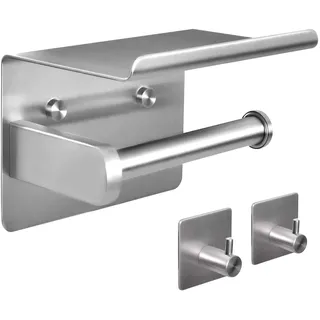 Toilettenpapierhalter, Klopapierhalter Wandmontage, Selbstklebend Klorollenhalter Ohne Bohren, Edelstahl Papier Halterung für Küche und Badzimmer, Gebürstetes Nickel