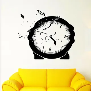 YOZYOOOZ Vinyl Wandtattoo Uhr fliegende schmelzende Pfeile surreales Zifferblatt Wandaufkleber Home Wohnzimmer Dekoration Kunst Aufkleber