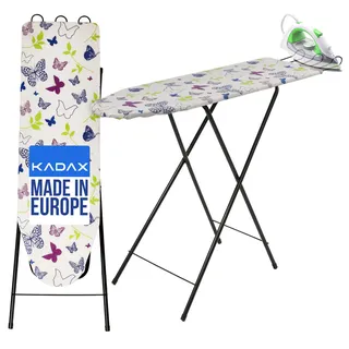 Kadax kleines Bügelbrett 100x30cm - Stabiler klappbarer Bügeltisch für Dampfbügeleisen, höhenverstellbar, breite Bügelfläche, mit hitzebeständiger Bügeleisenablage, platzsparend