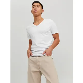 JACK & JONES Basic V-Neck T-Shirt weiss/white M