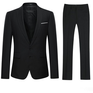 Allthemen Anzug XY05-2P 2 teiliger Herrenanzug im Slim Fit schwarz 3XL