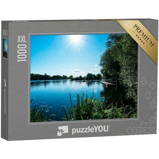 puzzleYOU Puzzle Flusslandschaft an einem Sommertag, Elbe, Hamburg, 1000 Puzzleteile, puzzleYOU-Kollektionen Elbe