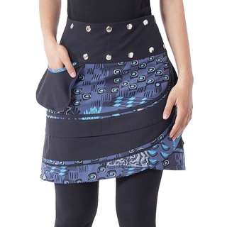 PUREWONDER Wickelrock Damen Rock mit Tasche und Schnürung sk196 Baumwolle Einheitsgröße blau