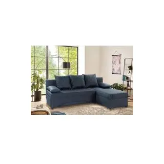 Ecksofa mit Bettfunktion und Bettkasten dunkelblau B/H/T: ca. 191x41x142 cm - Dunkelblau
