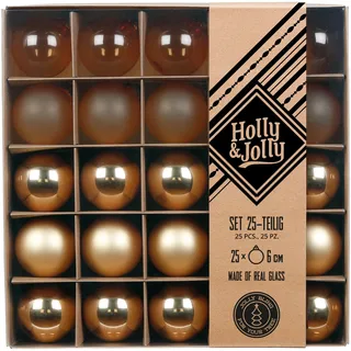 Holly & Jolly 25 Weihnachtskugeln Glas 6cm matt glänzend, transparent Christbaumkugeln Weihnachtsbaumkugeln Weihnachten Christbaumschmuck Weihnachtsbaumschmuck