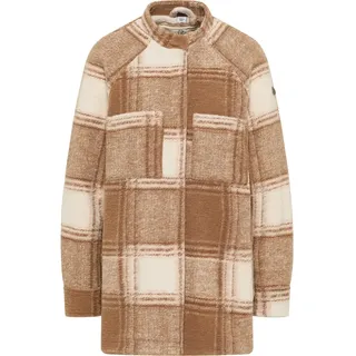 DreiMaster Damen Übergangsjacke Aus Wollgemisch in Kariert Beige Braun | Gr.: L