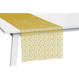 Pichler Tischset Tischband Tischläufer Mitteldecke Network, senfgelb, Größe:Deckchen rund 40 cm