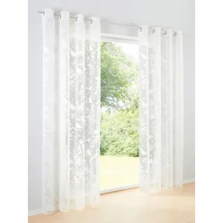 heine Gardine Dekostore, Ösen, transparent beige 140 cm x 245 cm