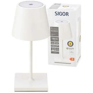 SIGOR Tischleuchte Sigor Akku-Tischleuchte NUINDIE mini 250mm Schneeweiß, Dimmfunktion, LED fest integriert, Tunable White weiß