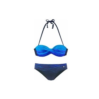 LASCANA Bügel-Bandeau-Bikini Damen blau-bedruckt Gr.40 Cup A
