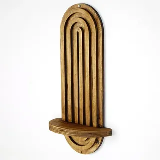 Hanah Home Modernes Wandregal, Walnussfarben, 40 x 20 x 9 cm | 100% Sperrholz, 18 mm Stärke | Stilvolles geometrisches Design für Zuhause und Büro