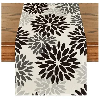 LuxusKollektion Tischläufer Tischläufer Dahlien Blumen Halloween 40 x 180 cm Tischläufer Schwarz bunt|schwarz 40 cm x 180 cm