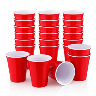 MYBEERPONG® Mehrweg Beer Pong Becher 20er Set Rot (473 ml / 16 oz | 75 g) – BPA-frei, bruchfest & spülmaschinengeeignet – Wiederverwendbare Partybecher für Beer Pong, Festivals & Partys