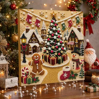 Pearl Diamond Painting Weihnachten mit Rahmen für Erwachsene 30x30cm | Diamant Painting Perlen Bilder Wand Deko Weihnachtsdeko,DIY Diamond Painting Geschenk