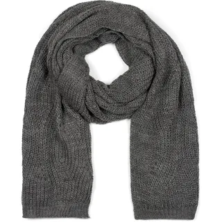 Stylebreaker Strick Schal mit Wellenmuster, Uni Winter Strickschal einfarbig, locker gestrickt, Lochstrick Muster 01018163, Farbe:Dunkelgrau | Gr.: onesize