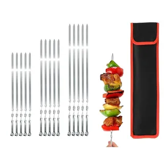 Grillspieße Schaschlikschpieße aus Edelstahl, Extra Breit: 1 cm (30 St, 50 cm) Fleischspieße Schampur Kebab Grillzubehör Mangal Grillbesteck BBQ Spieße Skewers Schaschlik Kebap Spiesse Grillspiesse