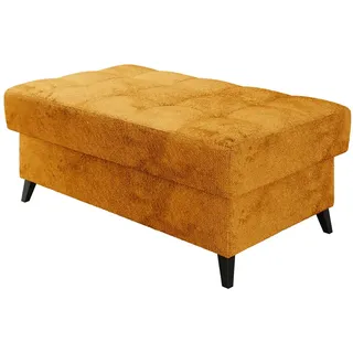 MIRJAN24 Polsterhocker Nord, Holzfüße in der Farbe Anthrazit, Wellenfeder orange