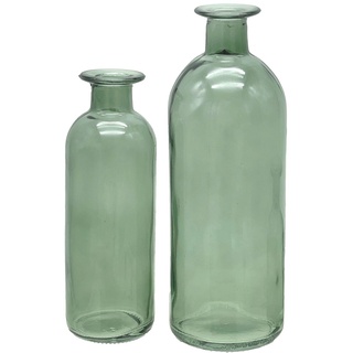 Vase Grün Salbei Dunkelgrün Glas Blumenvase Dekovasen 2 Fach Sortiert
